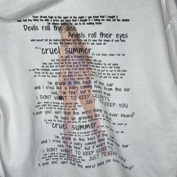 Taylorr Swift Cruel Summer Hoodie Sweatshirt. Size Medium. - Picture 7 of 7